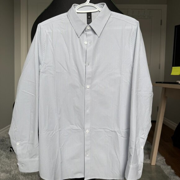 Lululemon New Venture Classic Fit LS Shirt ISWB Blue/White Thin Stripe - Picture 5 of 9